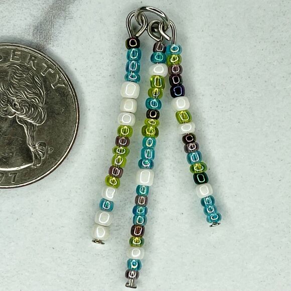 Triple Strand Colorful Beaded Upcycled Pendant - Picture 5 of 5